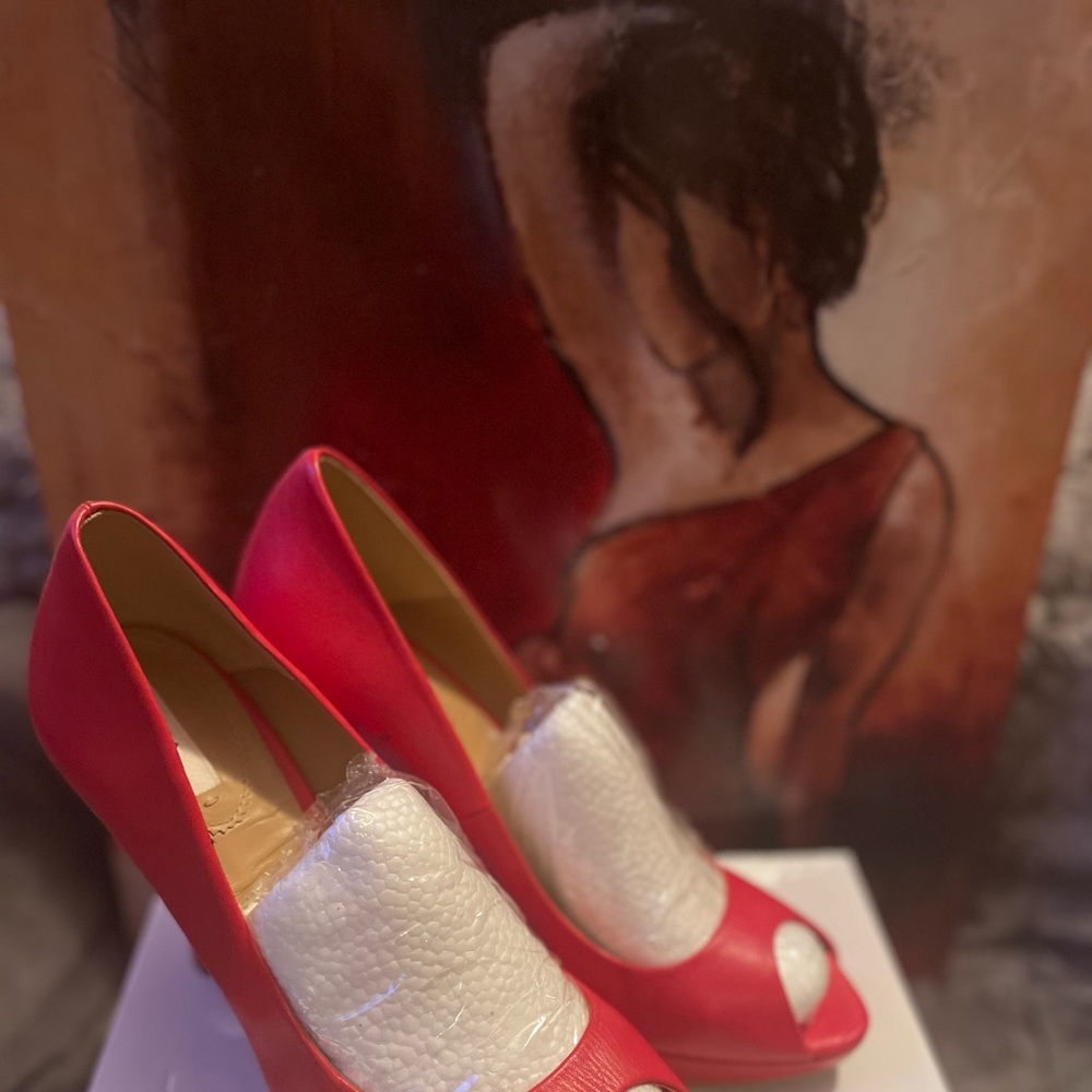 ZARA PEEP TOE red heels size 40/ 8.5
